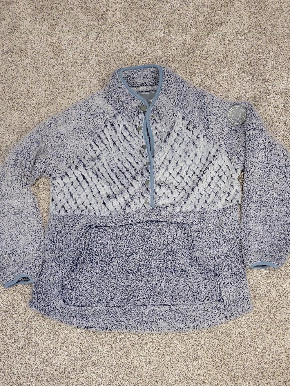 Simply Southern Light Blue Sherpa Half-Zip Pullover Jacket